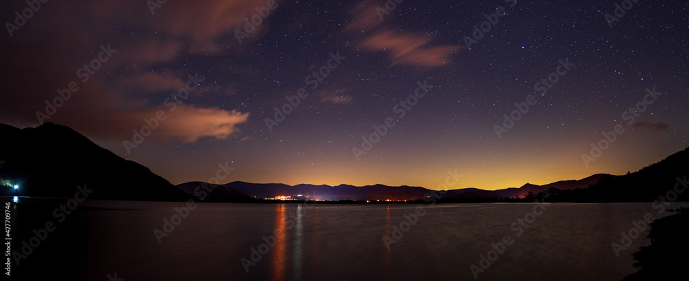 Fototapeta premium A View of Bassenthwaite lake at night