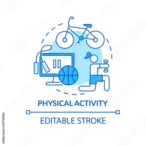 Physical activity concept icon. Liver health requirement idea thin line illustration. Protection against chronic condition. Aerobic exercise. Vector isolated outline RGB color drawing. Editable stroke