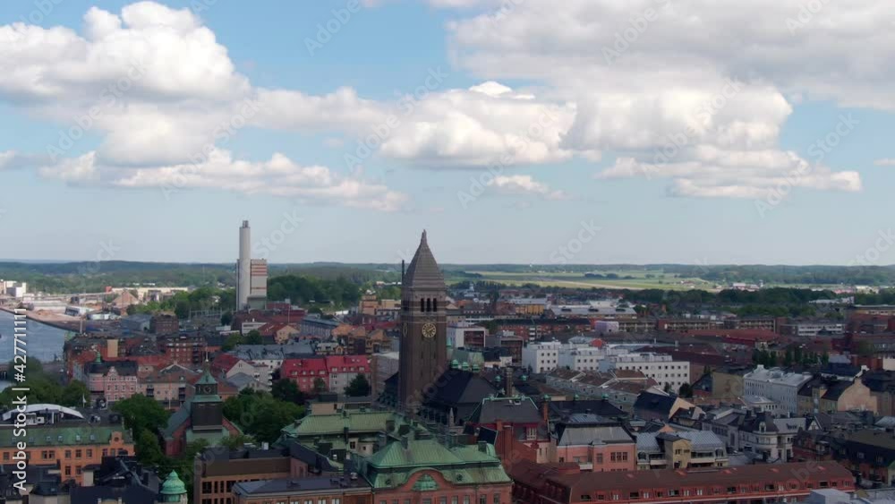 Beautiful downtown and church tower of Norrkoping city in Sweden Beautiful downtown and church tower of Norrkoping city in Sweden