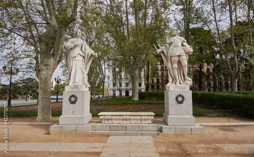 Statues of Goths Kings at Oriente Square in Madrid, Spain photo