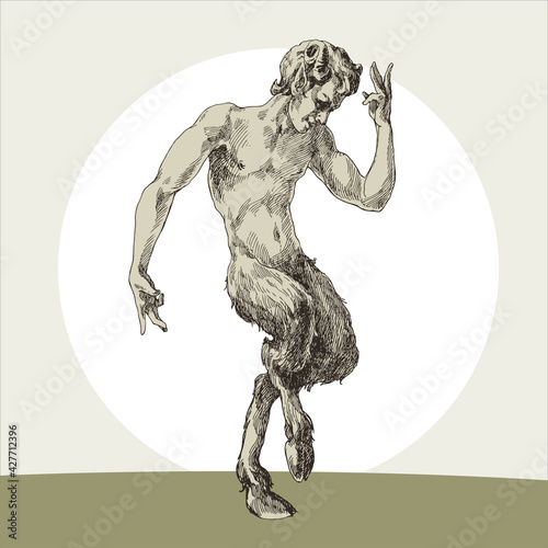 A dancing faun in the moonlight.