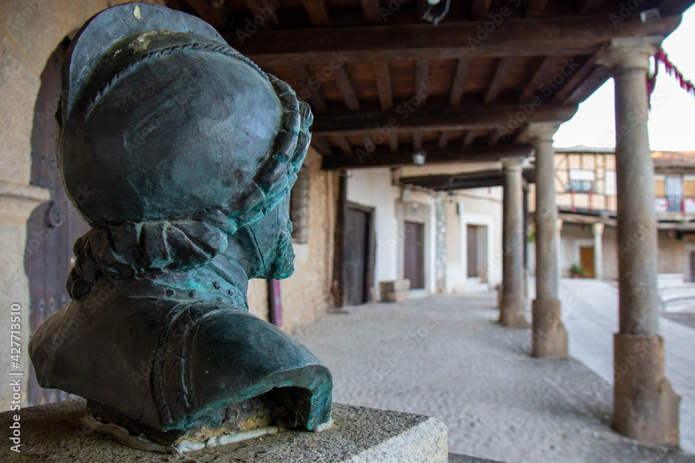 Juan de Austria square in Cuacos de Yuste, retirement place of Carlos I of Spain and V of Germany, Extremadura, Spain.