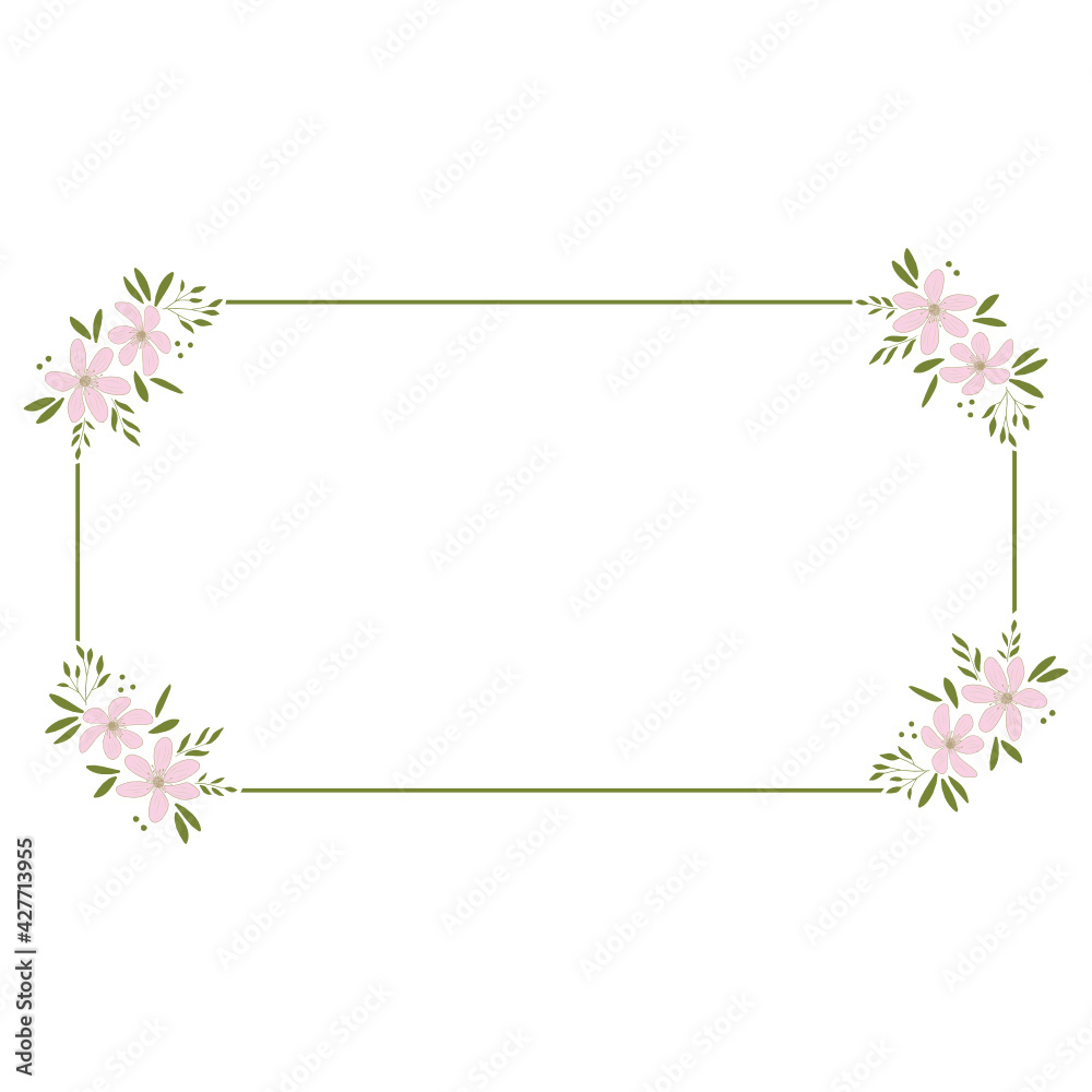 pink floral wreath, vector