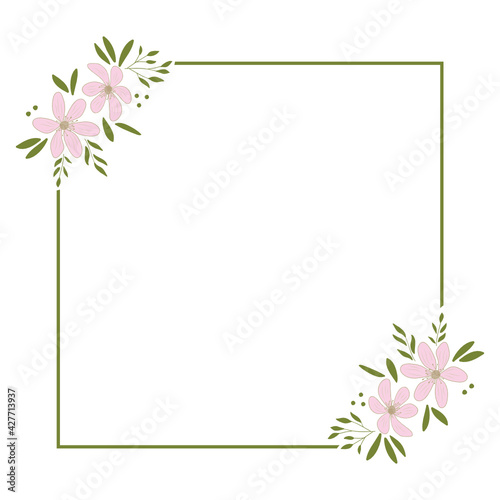 pink floral wreath, vector