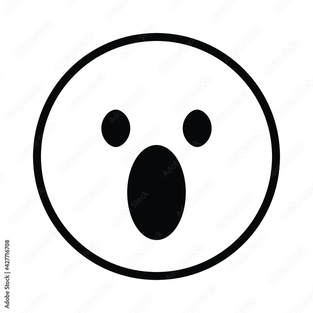 Cute solid line social media face with open mouth emoji on white background. Royalty-free. Cute solid line social media face with open mouth emoji on white background. Royalty-free.