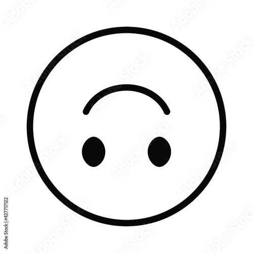 Cute solid line social media upside-down face emoji on white background. Royalty-free.