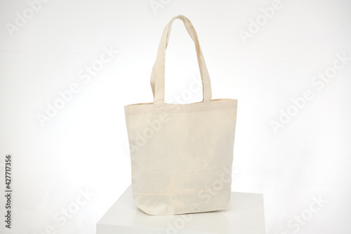 Rag bag with handles on a white background in the studio