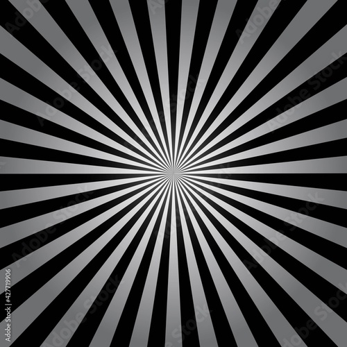 Black and white Sunburst Pattern Background. Rays. Sunburst background. Vector illustration. Black and white radial background.
