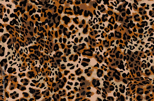 Full seamless leopard cheetah animal skin pattern. Ornamental Brown Design for women textile fabric printing. Suitable for trendy fashion use.