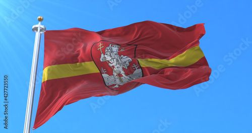 Flag of Vilnius, capital city of Lithuania, 3d rendering photo