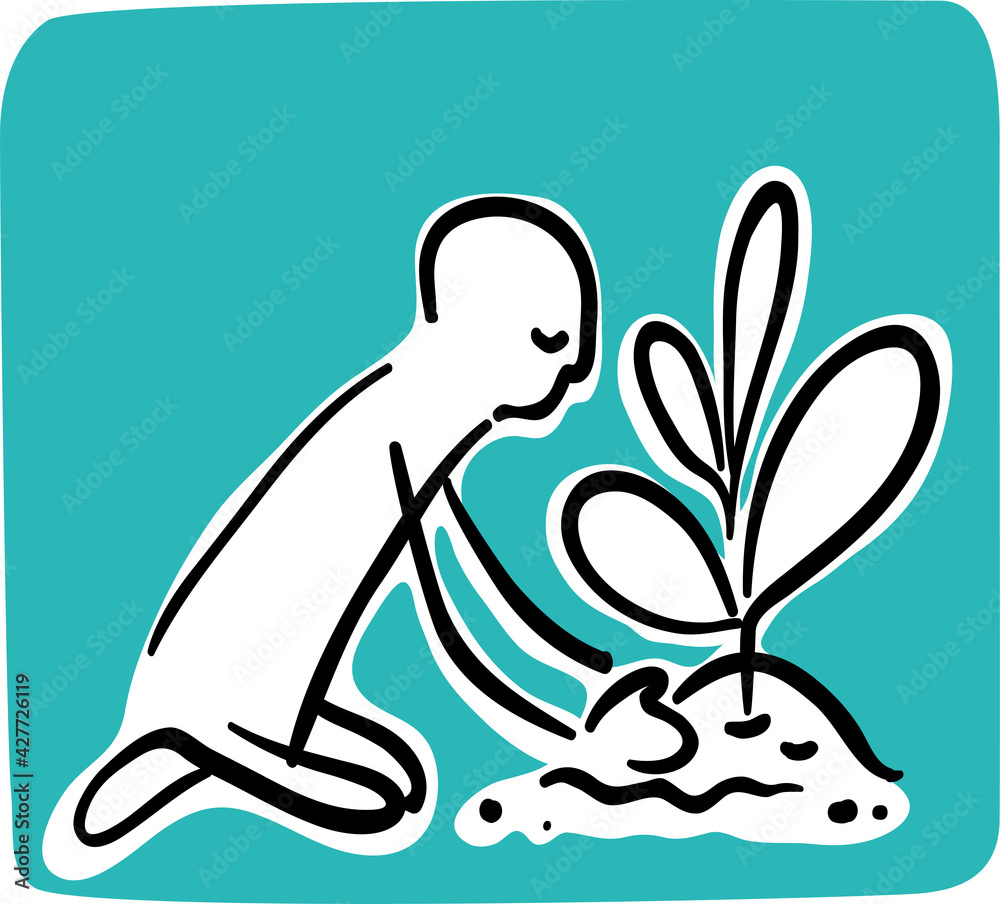 Planting a tree Erath day concept illustration Planting a tree Erath day concept illustration