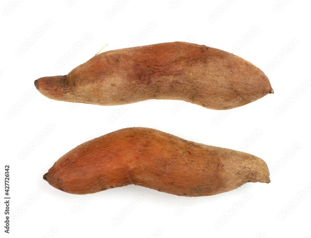 Cooked sweet potato isolated. Steamed sweetpotato, boiled batata Cooked sweet potato isolated. Steamed sweetpotato, boiled batata