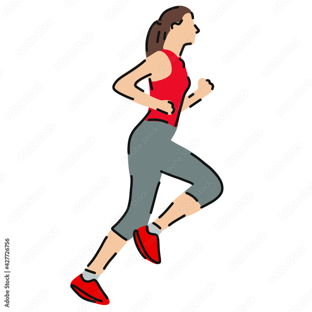Vector girl icon. Logo sportive woman runs.