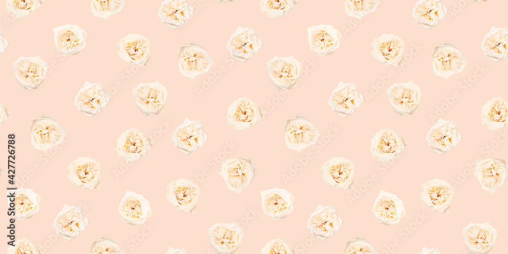 Repeating photo garden rose pattern background