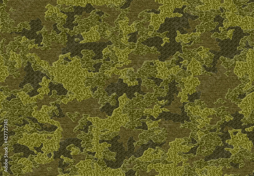 Full seamless khaki military camouflage texture pattern vector. Distressed army skin design for textile fabric print and fashion. © MSK Design