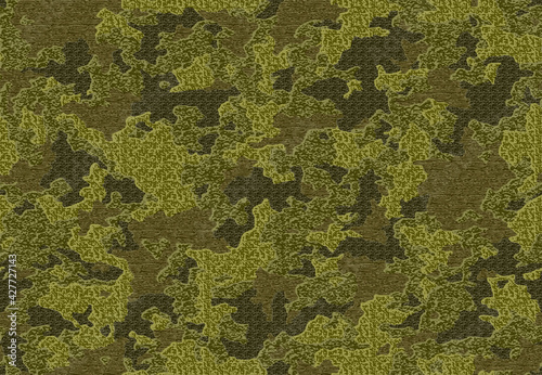 Full seamless khaki military camouflage texture pattern vector. Distressed army skin design for textile fabric print and fashion.