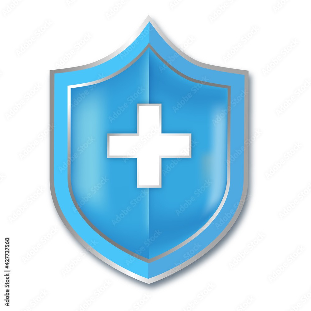Blue medical health protection shield with cross Blue medical health protection shield with cross
