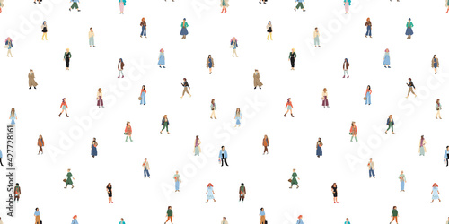 International women day concept. Full length women. Seampless pattern for wrapping, textile, fabric, wallpaper and other decor. Vector illustration