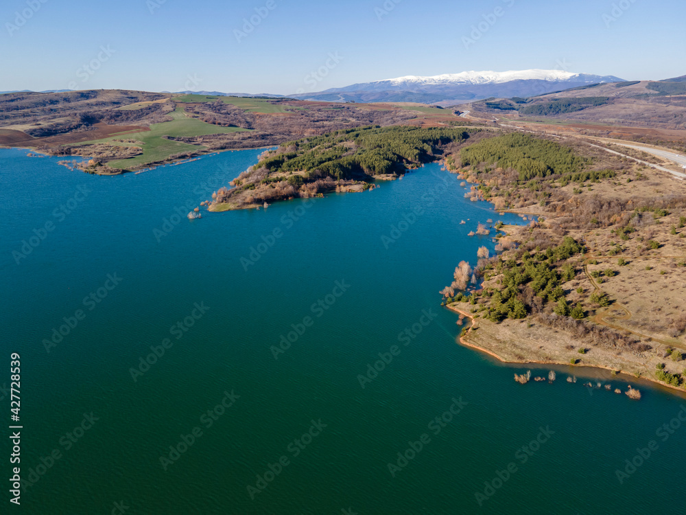 Aerial view of Dyakovo Reservoir, Bulgaria