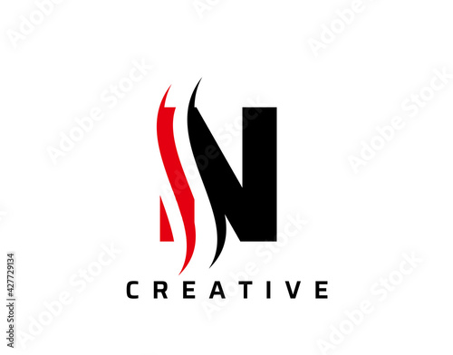 Free Download N Letter Swoosh Logo Design. Vector Lettering Illustration - GFXLoad