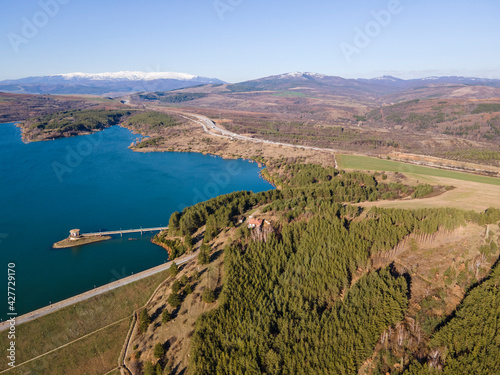 Aerial view of Dyakovo Reservoir, Bulgaria photo