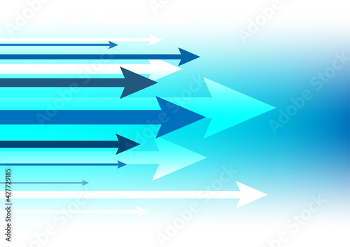 Abstract arrow growth and success graph business sign vector illustrator on blue gradient background.