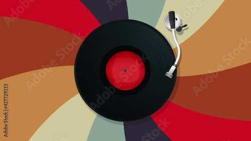 Retro style turntable composition, seamless loop