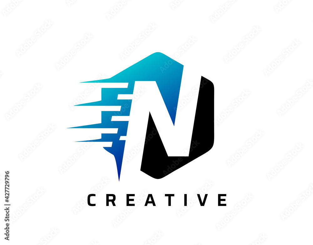 Motion N Letter Logo Design With Hexagone Shape. Technology Icon Design Concept. Motion N Letter Logo Design With Hexagone Shape. Technology Icon Design Concept.