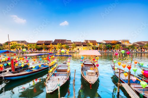Decorated Boats on the River, Hoi An photo