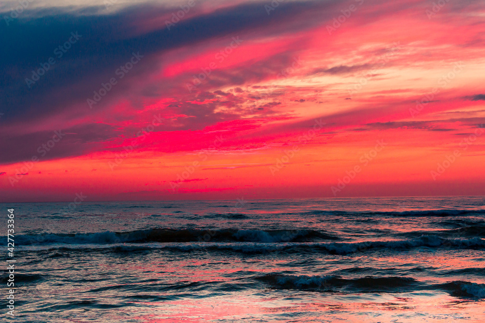 Fototapeta premium zachód słońca Poddąbie polska plaża