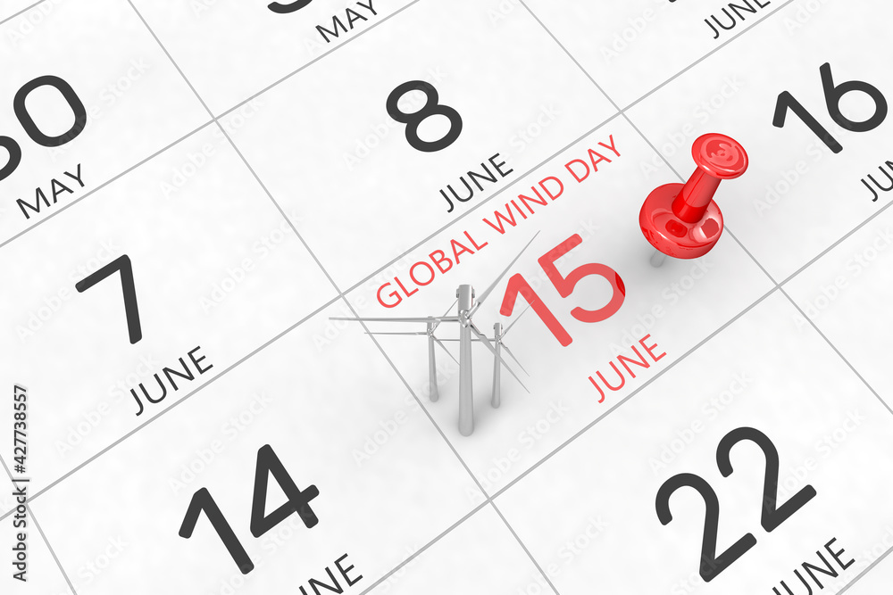 3d rendering of important days concept. June 15th. Day 15 of month. Red date and 3d rendering of important days concept. June 15th. Day 15 of month. Red date and