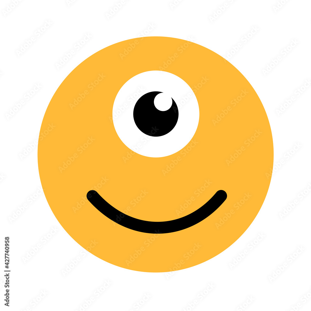 Fototapeta premium One-eyed cyclops - human and man with one eye on the head. Vector illustration isolated on white.