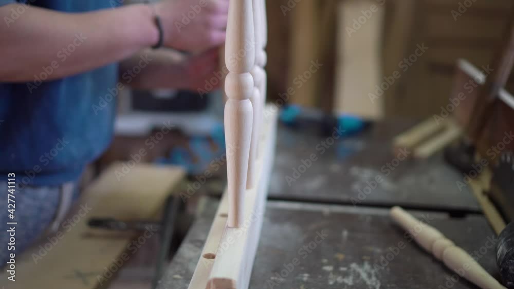 Furniture factory, production wood products .A concept of furniture workshop.