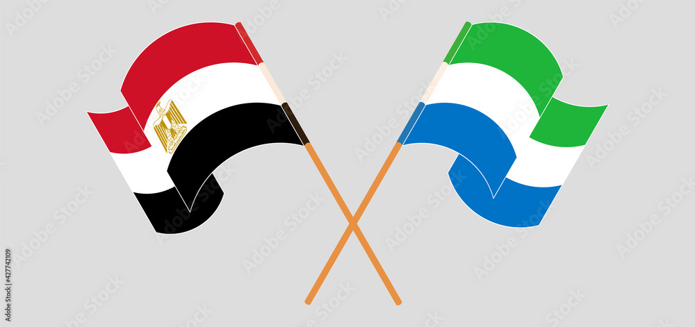 Crossed and waving flags of Egypt and Sierra Leone Crossed and waving flags of Egypt and Sierra Leone