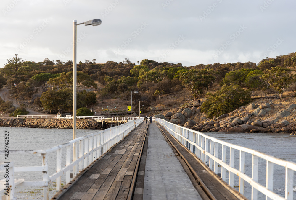 the causeway at the granite island end in Victor Harbor south australia on April 12th 2021