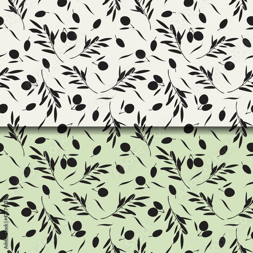 Seamless pattern with olives. For textile, paper, packaging. Vector pattern. 