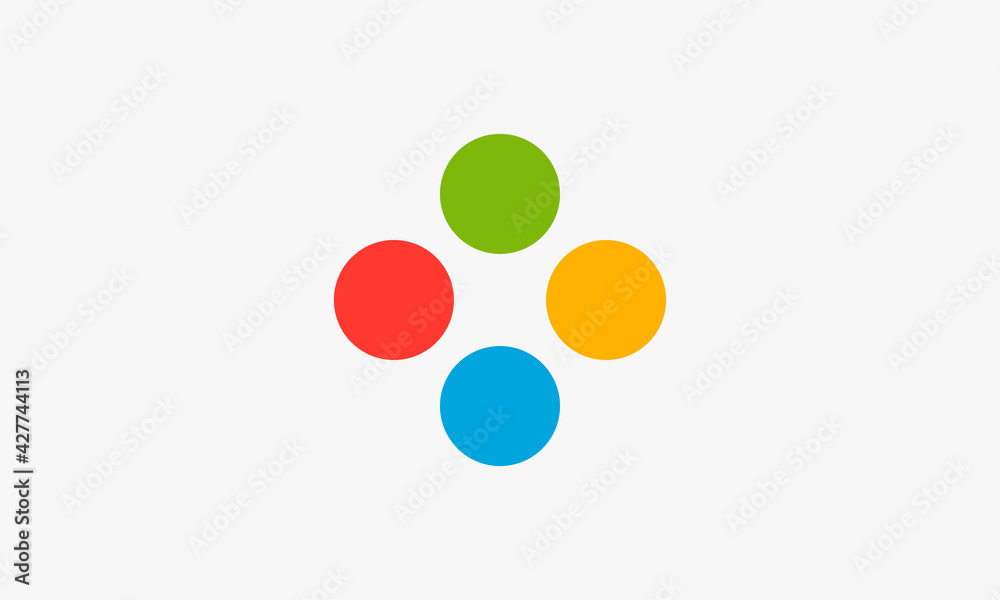 circle dot red blue yellow green vector illustration isolated on white background. creative icon.