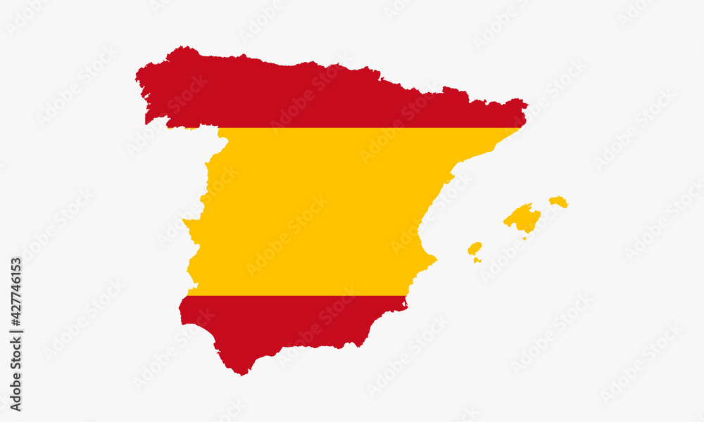 spain map flag vector design on white background spain map flag vector design on white background