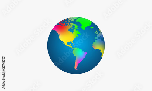 earth globe vector illustration. multi colored modern design..