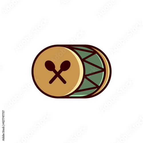 Islamic drum icon design template vector illustration. East drum outline icon. stroke percussion instrument sign for mobile application. Muslim music symbol. Eastern traditional culture vector