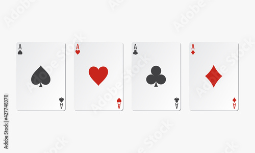 four ace playing cards. card game vector illustration.