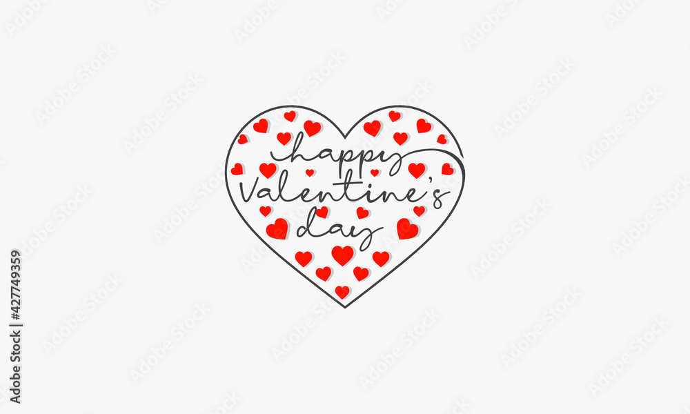 Fototapeta premium happy valentine day handwriting white hearts. vector illustration.