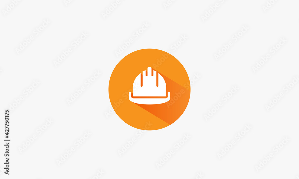 hard hat helmet with shadow in circle logo design vector. safety builder illustration. hard hat helmet with shadow in circle logo design vector. safety builder illustration.