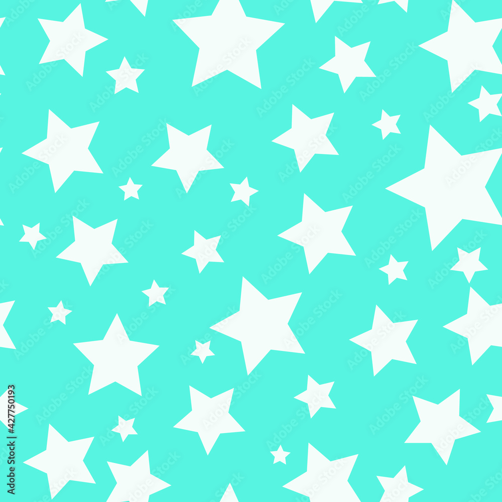 white  vector stars on a blue  background. seamless print for clothing or print. abstract stars.