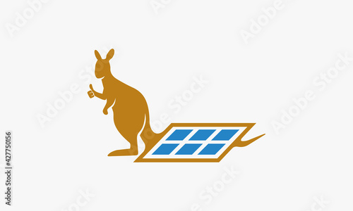 kangaroo with tail as solar panels. solar cell australia vector illustration.
