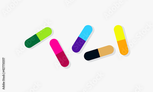 capsules colorful design vector. medical drug illustration.