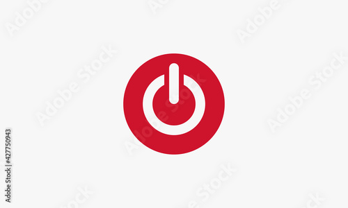 red circle power button. turn on off switch design vector illustration.