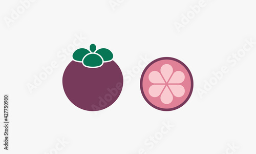 clice mangosteen fruit graphic design illustration. photo