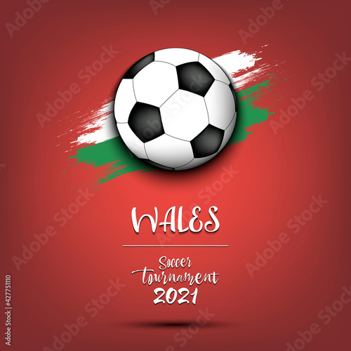 Soccer ball on the flag of Walesy