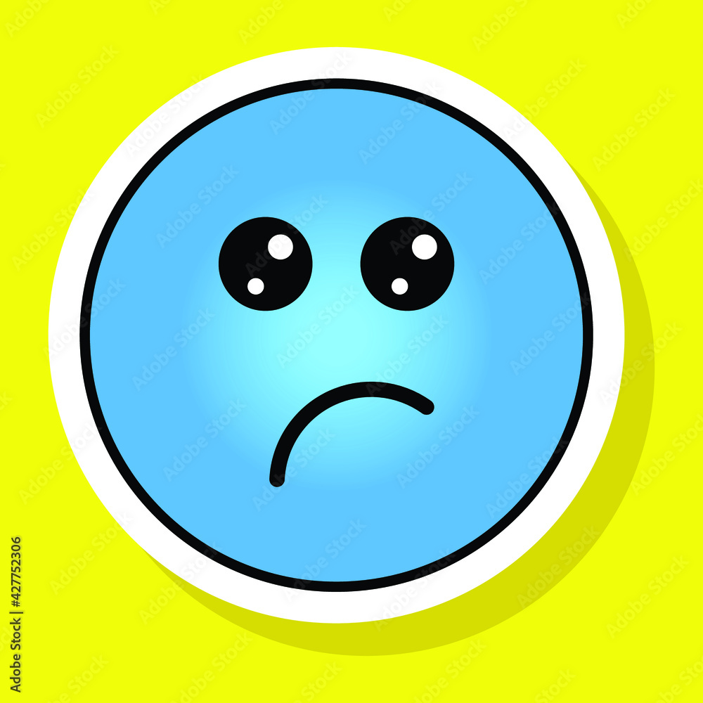Fototapeta premium Cute gradient social media confused face emoji on yellow background. Royalty-free.